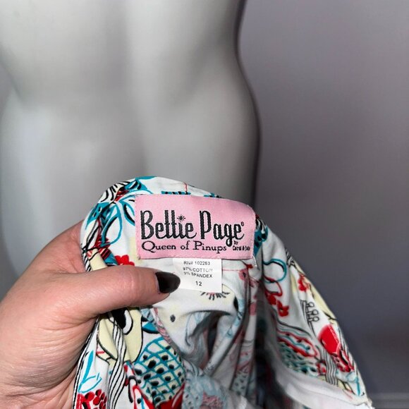 Bettie Page Cha Cha Skirt Guitar Mix 12 Ruched Waist Pinup Flounced Full Circle - Picture 5 of 5